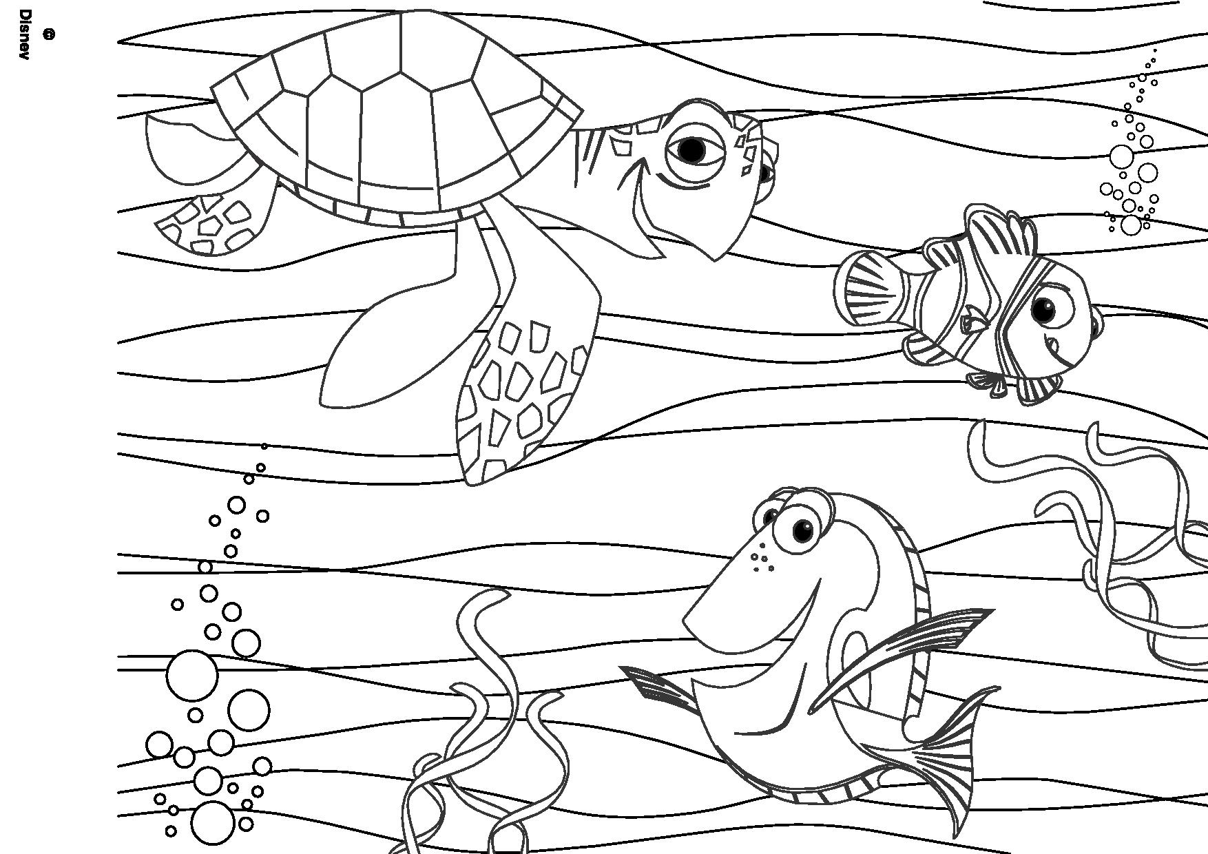 Coloriage disney Winnie Mickey Nemo Nemo